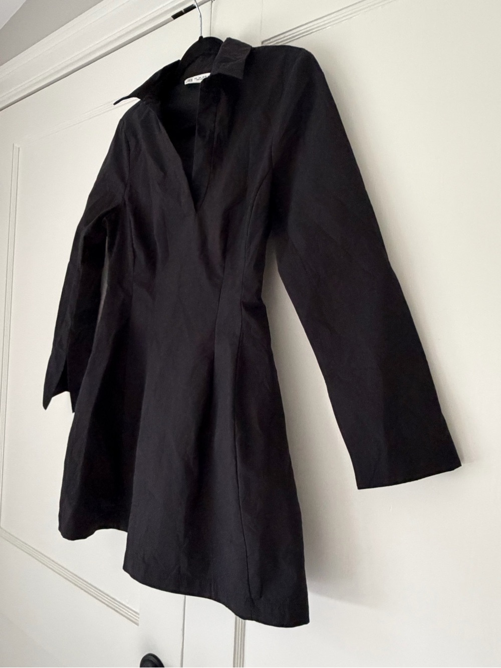 Zara ZW Collection Polo Collar Hourglass Mini Black Dress Small